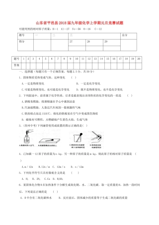 九年级化学上学期元旦竞赛试卷 新人教版试卷