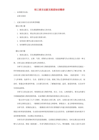 初三语文记叙文阅读知识精讲 开明版 试题