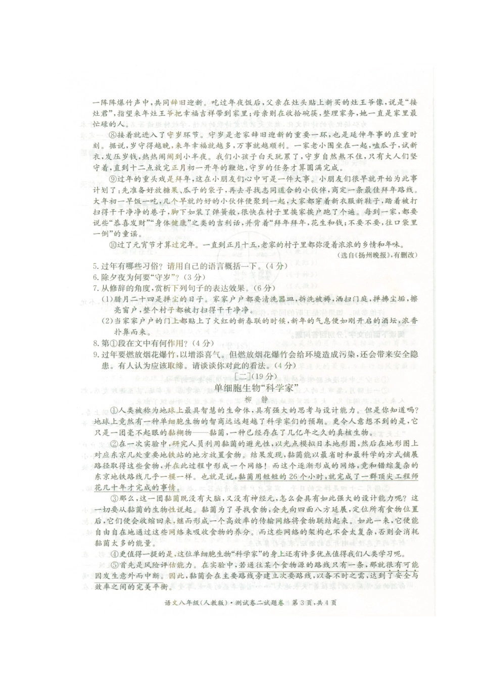 安徽省芜湖市繁昌县 八年级语文下学期期中试卷新人教版试卷_第3页