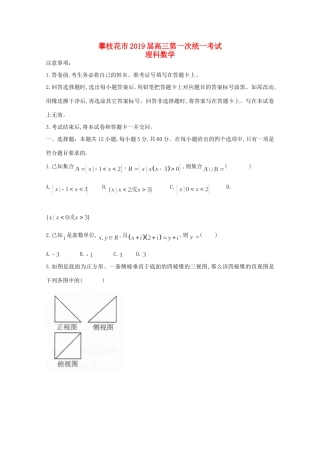 四川省攀枝花市高三数学上学期第一次统一考试试卷 理试卷
