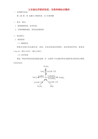九年级化学铁的性质、生铁和钢知识精讲 人教四年制版试卷