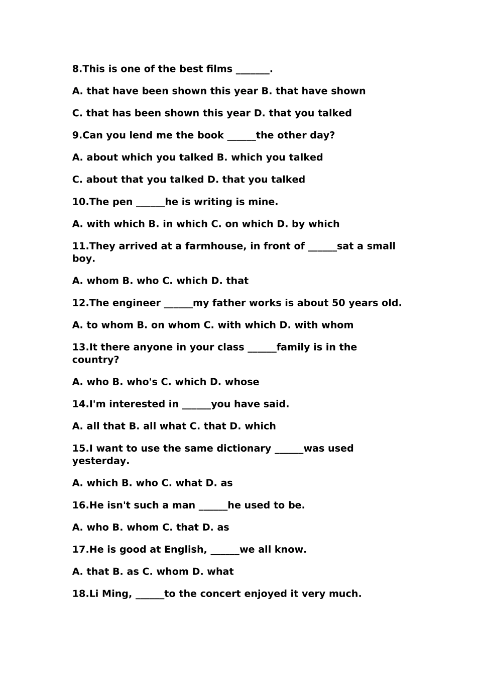 非限制性定语从句练习_第2页