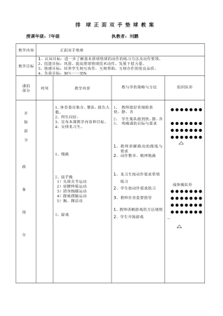 排球正面双手垫球教案