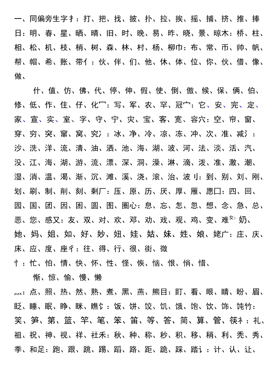 一年级偏旁组词_第1页