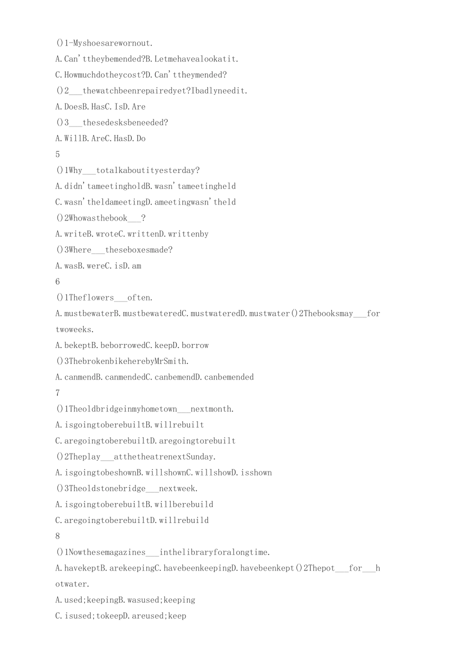 初中英语语法被动语态专练及答案_第2页