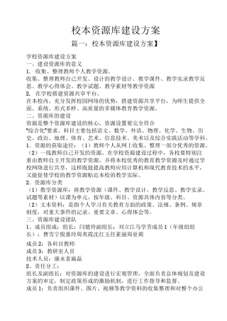 活动方案之校本资源库建设方案