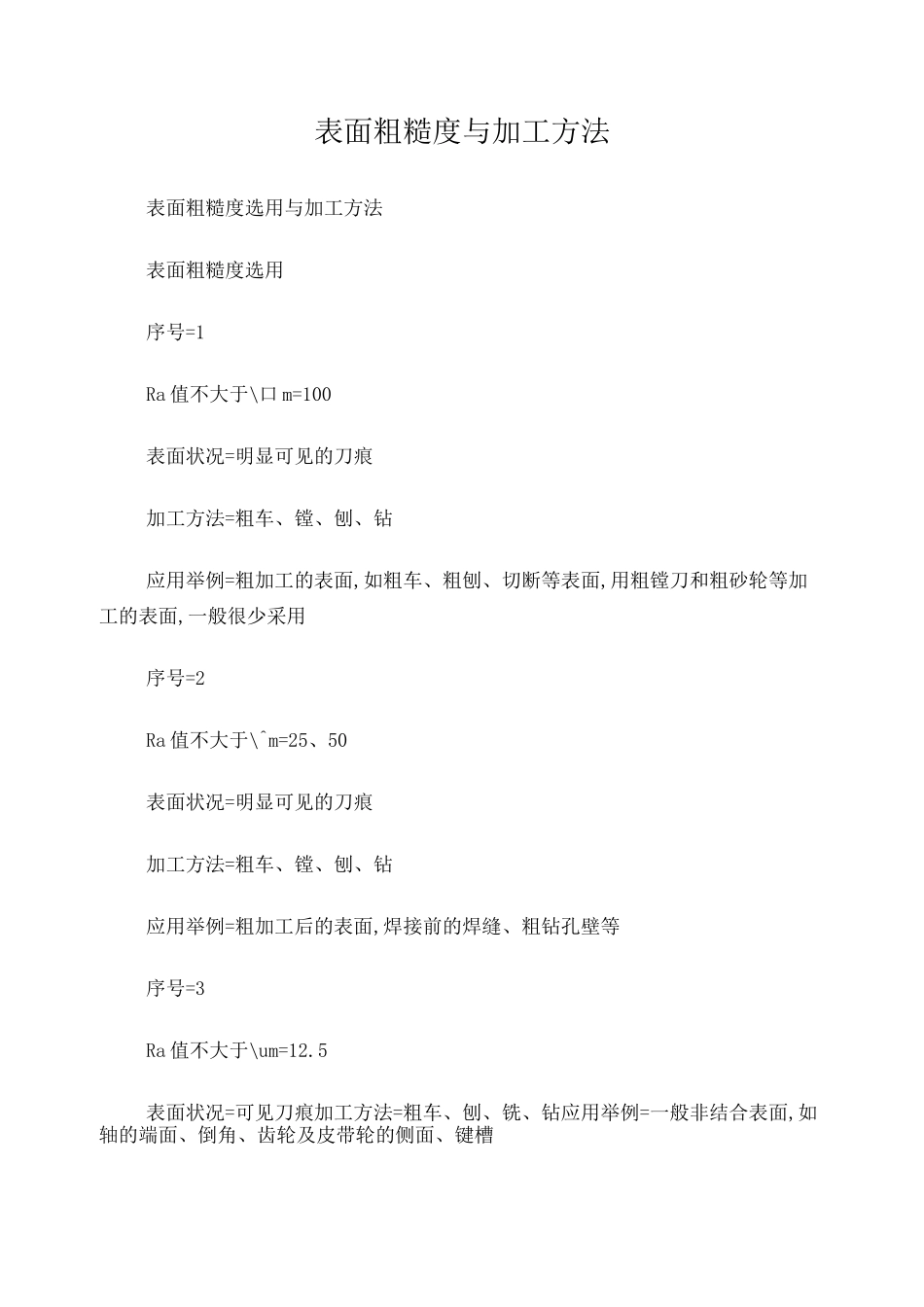 表面粗糙度与加工方法_第1页