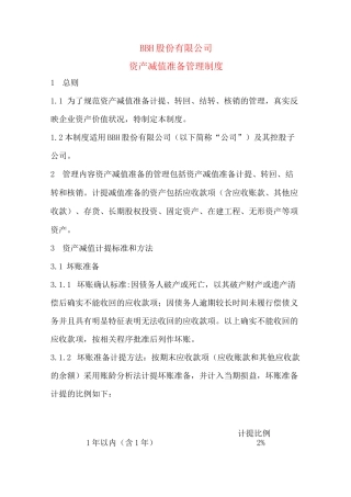资产减值准备管理制度(上市公司)