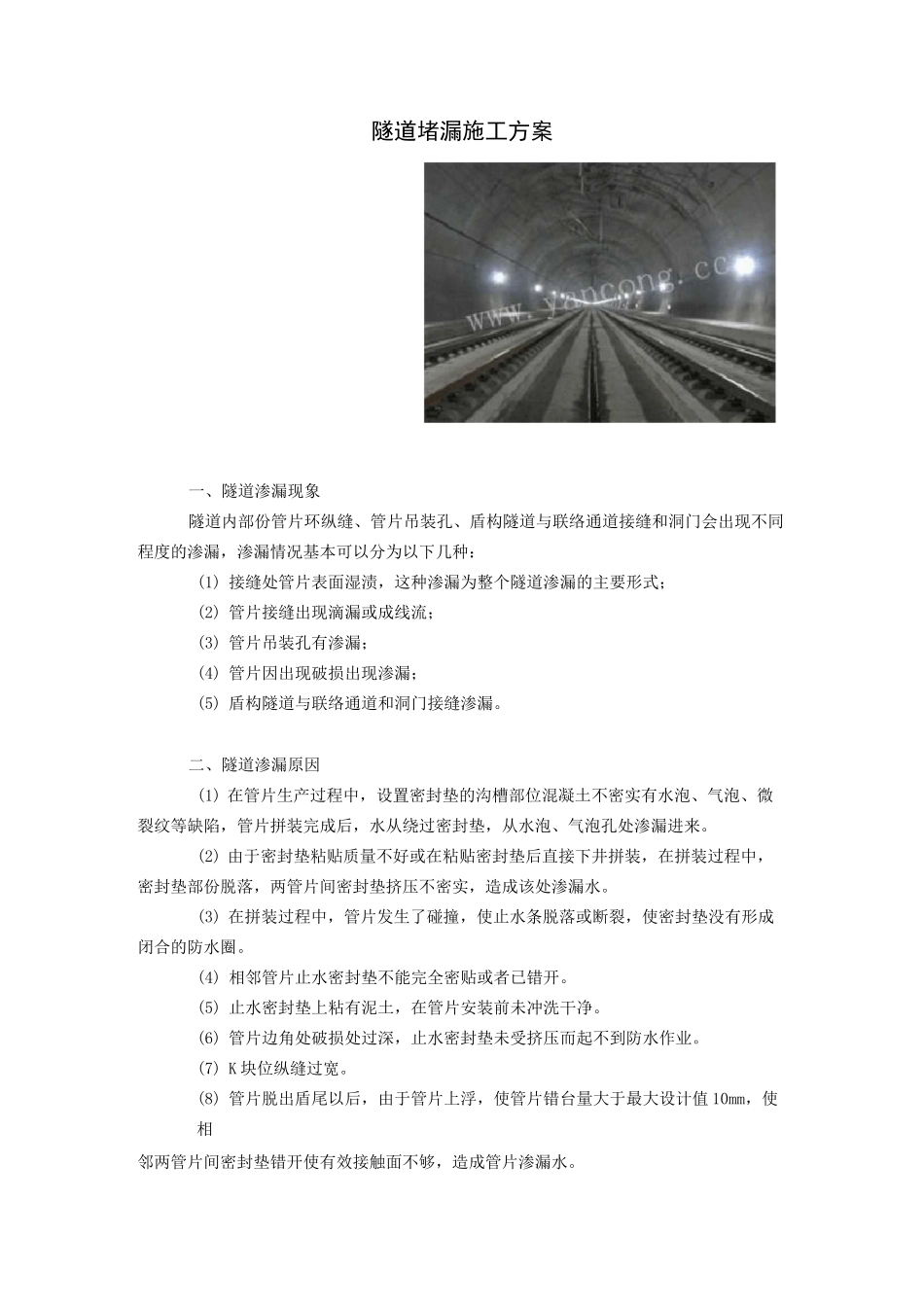 隧道堵漏施工方案_第1页