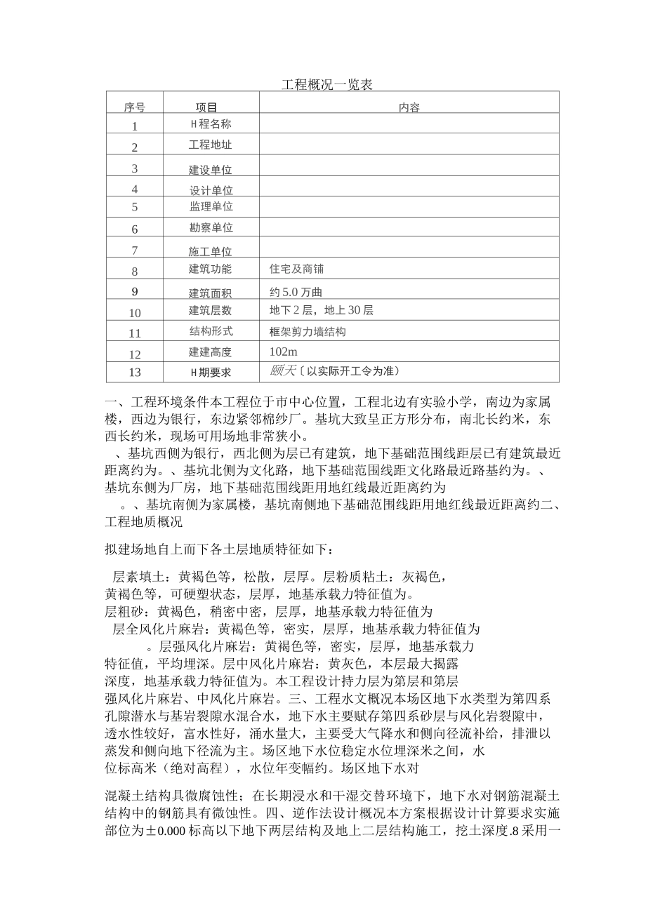 深基坑逆作法施工方案_第1页