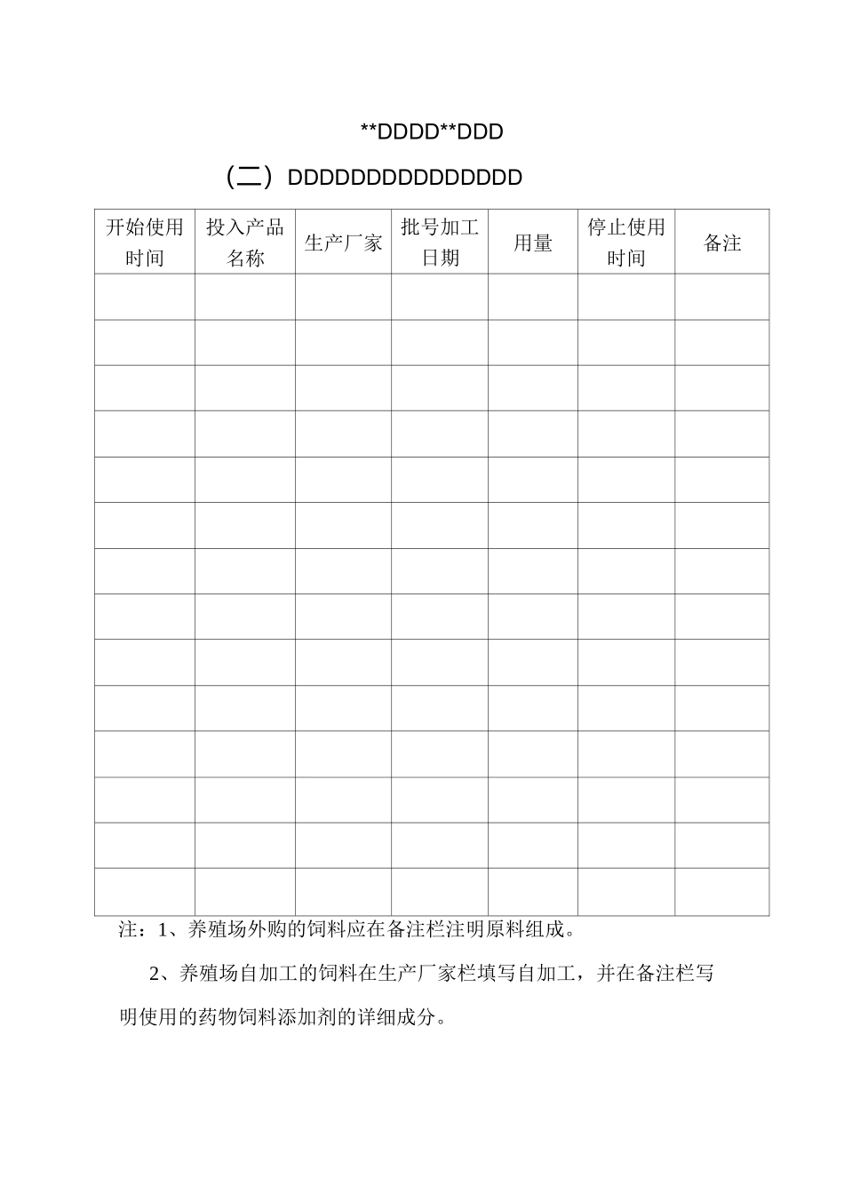 规模养殖场畜禽养殖场养殖记录表_第2页