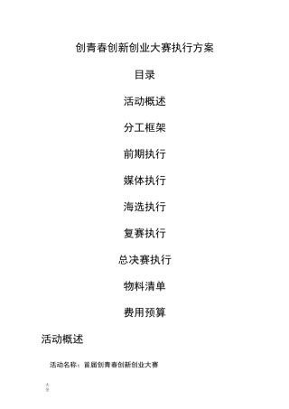创青春创新创业大赛执行方案设计