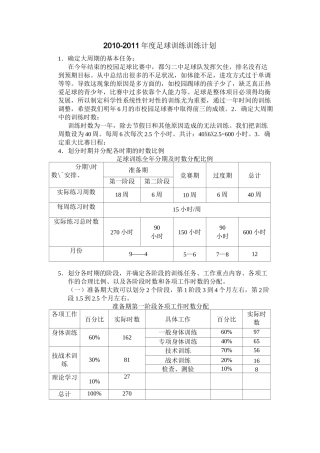 足球训练年度训练计划