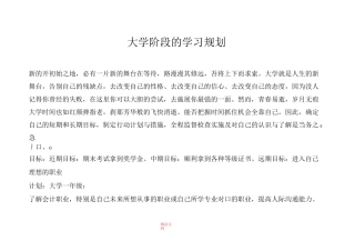 会计大学阶段的学习规划