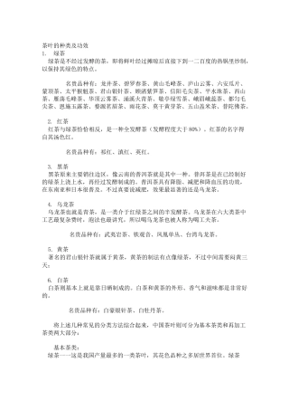 茶叶的种类及功效
