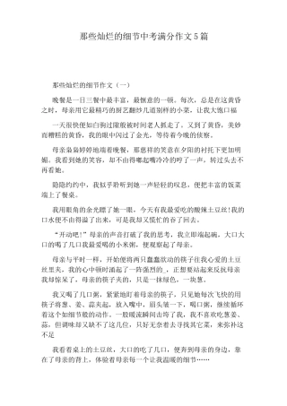 那些灿烂的细节中考满分作文5篇