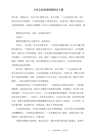 少年立志的演讲稿范文5篇