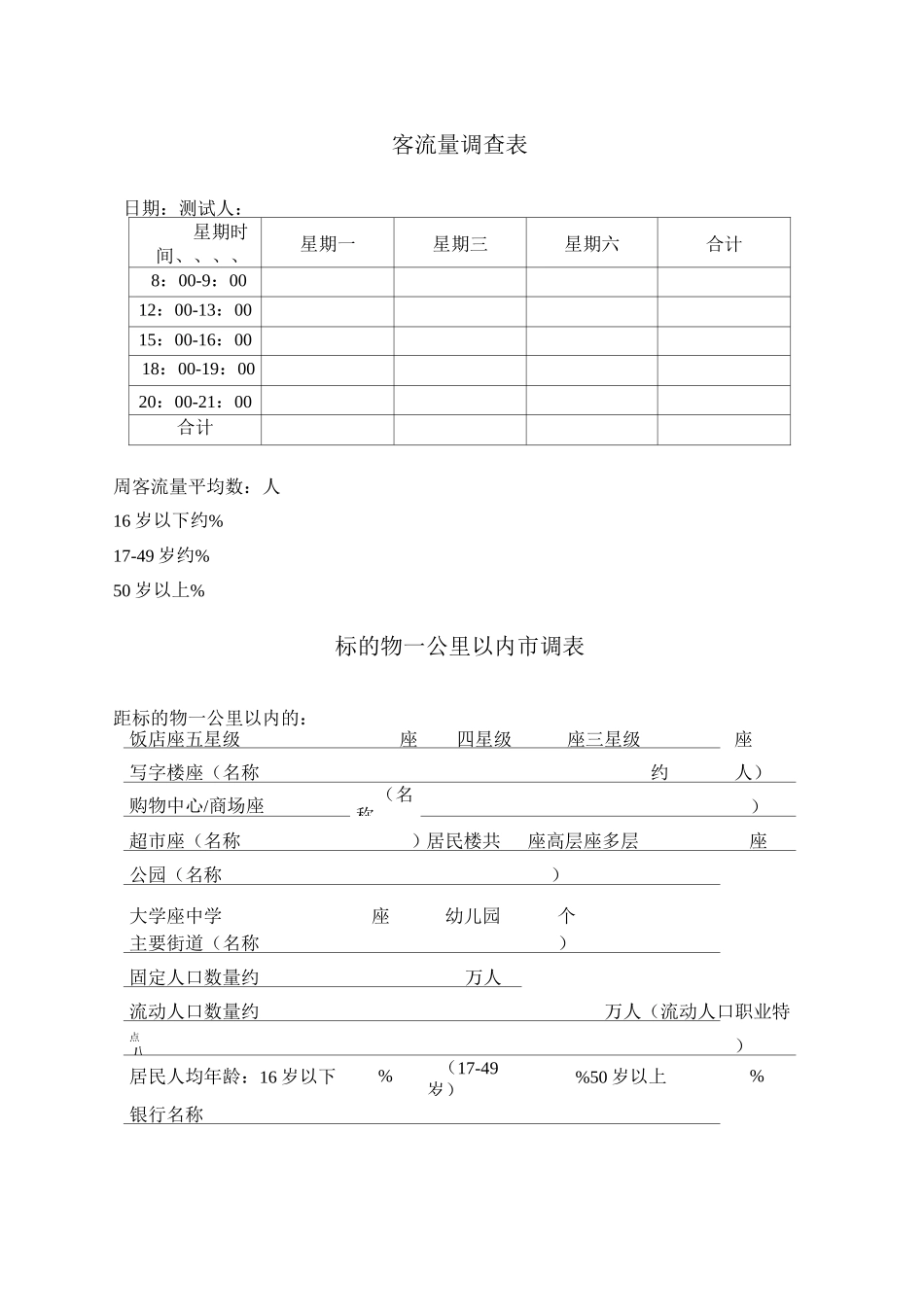 调研表格-商业-商业基础市调表_第2页