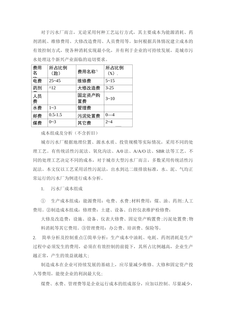 污水处理厂运行成本_第1页