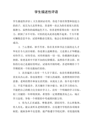 学生描述性评语
