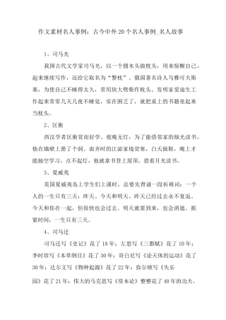 作文素材名人事例：古今中外20个名人事例_名人故事