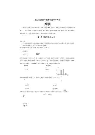 2020四川乐山中考数学试题及答案