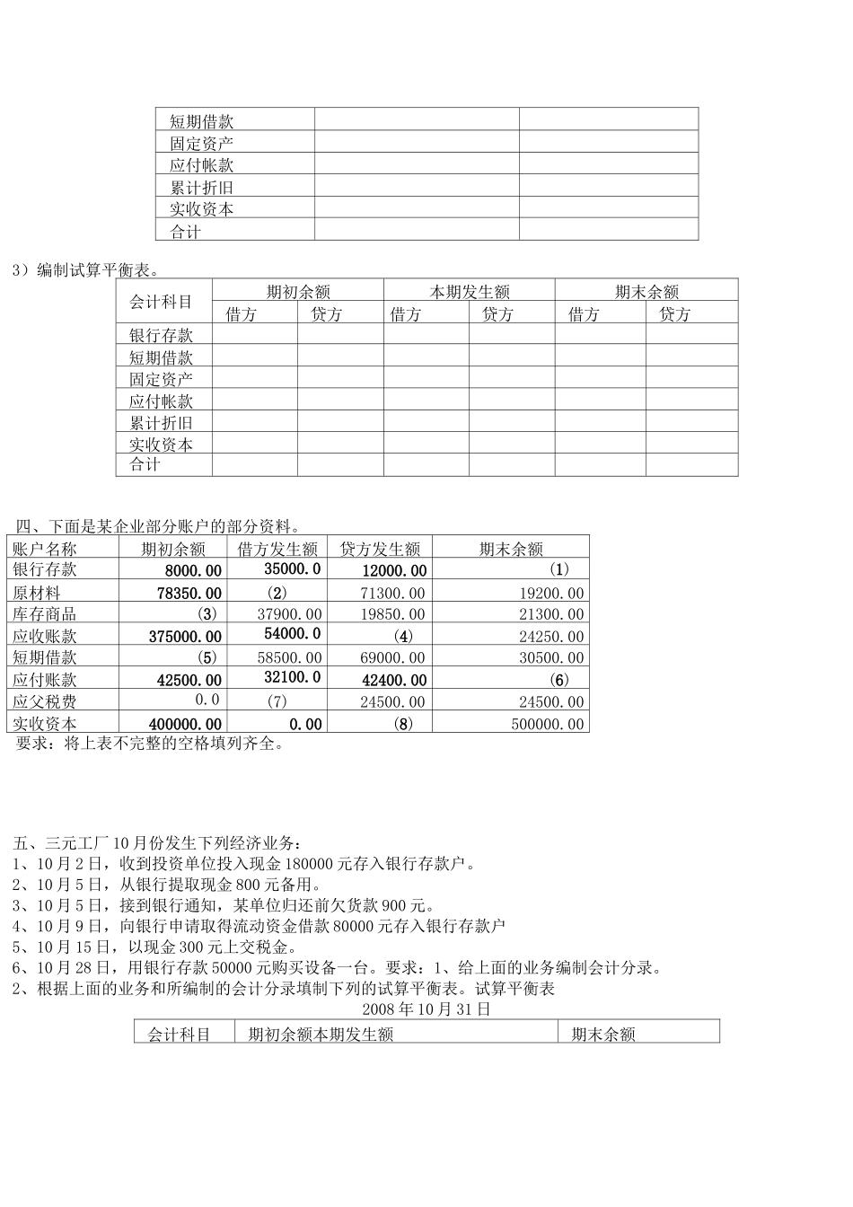 (完整版)试算平衡表练习及答案_第2页