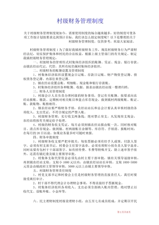 2021年村级财务管理制度