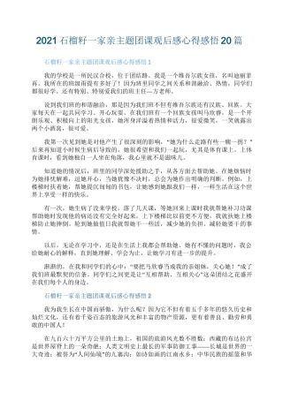 2021石榴籽一家亲主题团课观后感心得感悟20篇