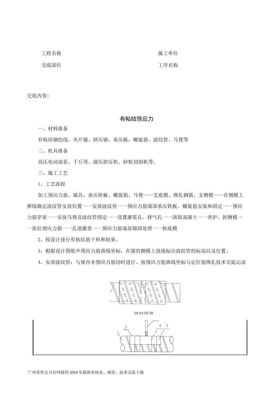 25有粘结预应力技术交底记录_第1页