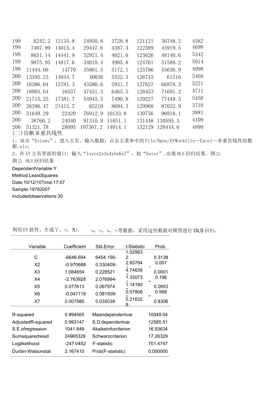 EViews计量经济学实验报告-多重共线性的诊断与修正_第2页