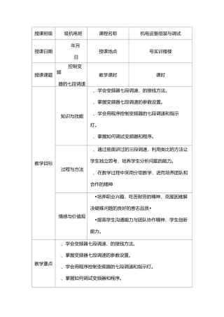 PLC控制变频器的七段调速及指示灯