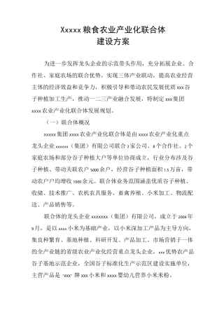 xx粮食农业产业化联合体建设方案