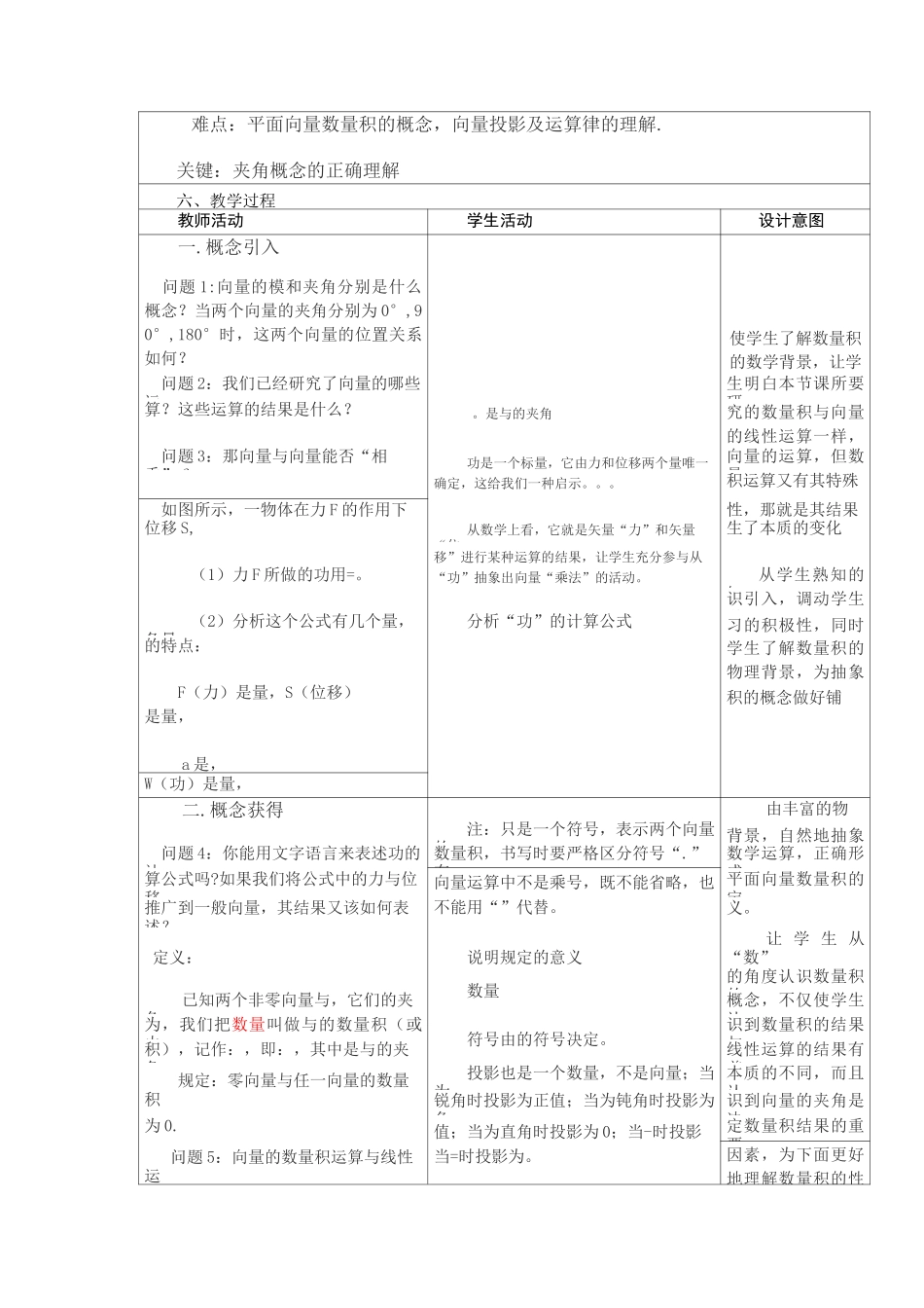 《平面向量的数量积》教学设计_第2页