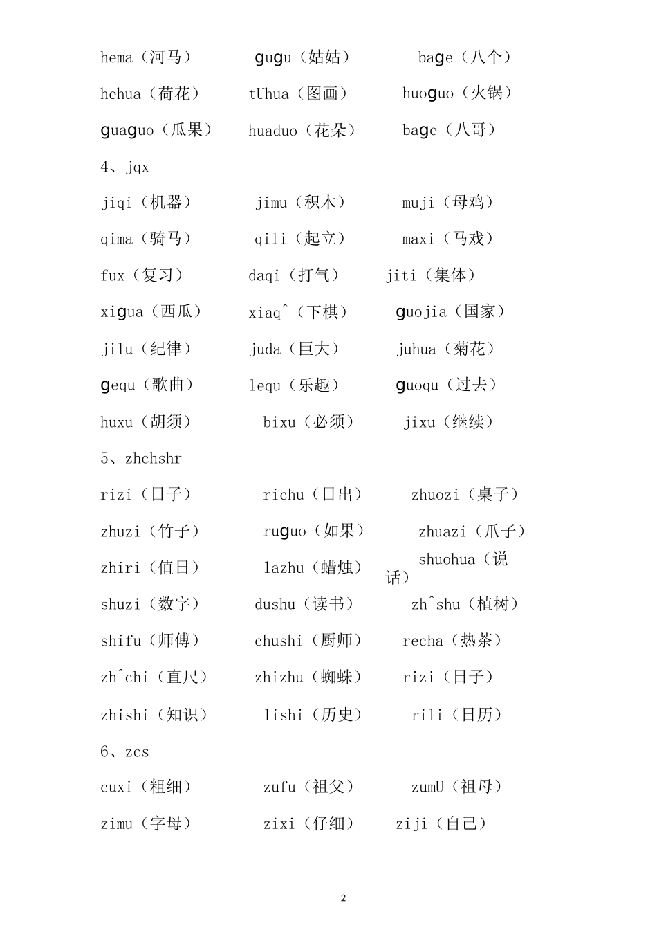 一年级上册拼音拼读_第2页