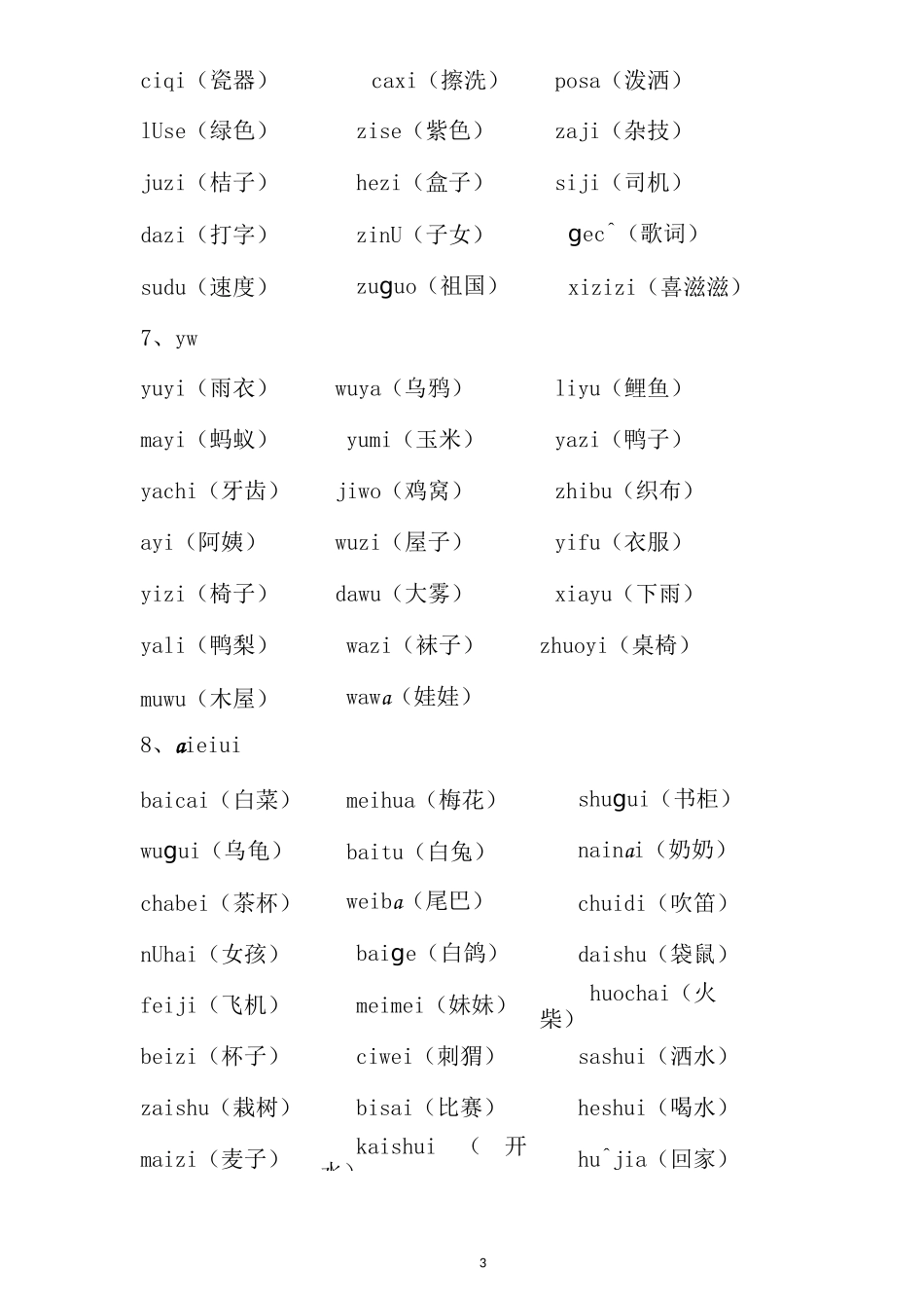 一年级上册拼音拼读_第3页