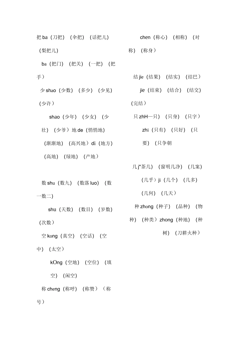 一年级下多音字总结_第3页