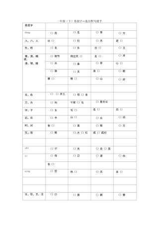 一年级语文易混字