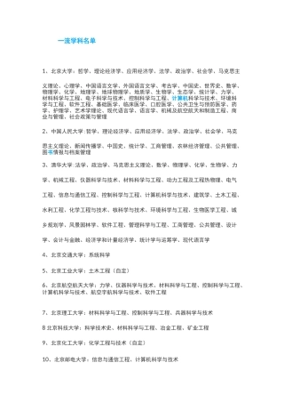一流学科名单