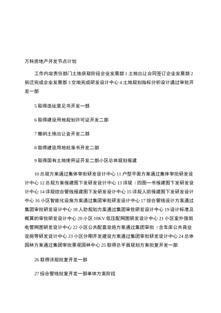 万科房地产开发节点计划.