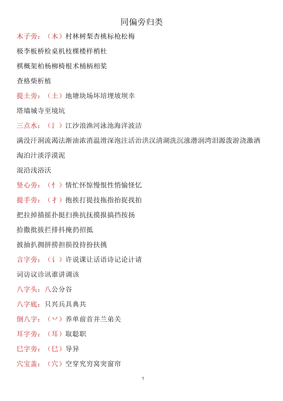 三年级上册同偏旁归类_第1页