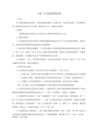 三违”行为的管理制度