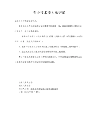 专业技术能力承诺函