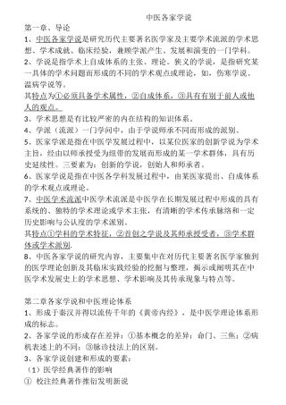 中医各家学说复习重点