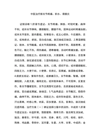 中医治疗膝关节疼痛积水滑膜炎