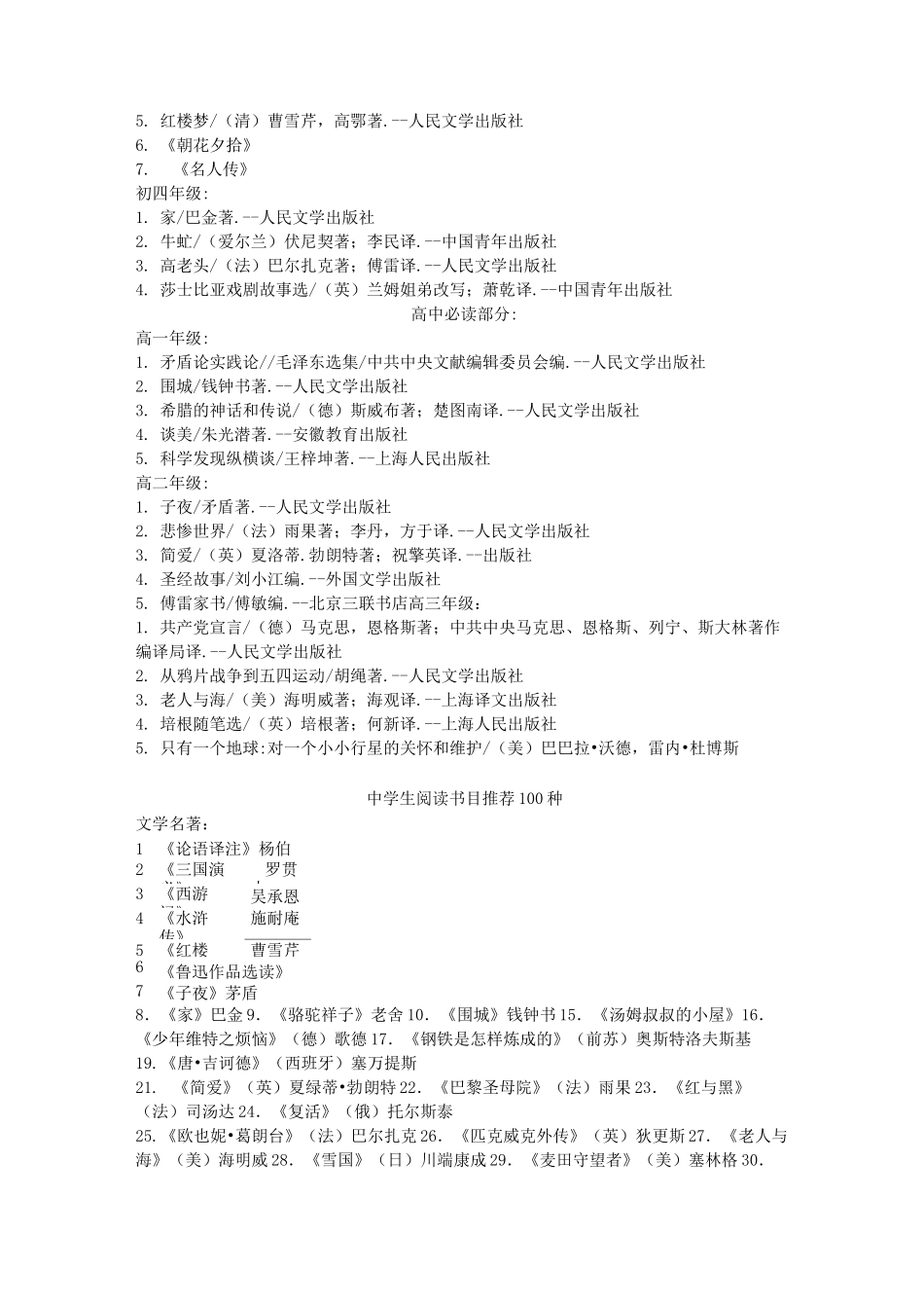 中学生阅读书目推荐_第3页