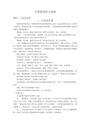中考优秀作文赏析
