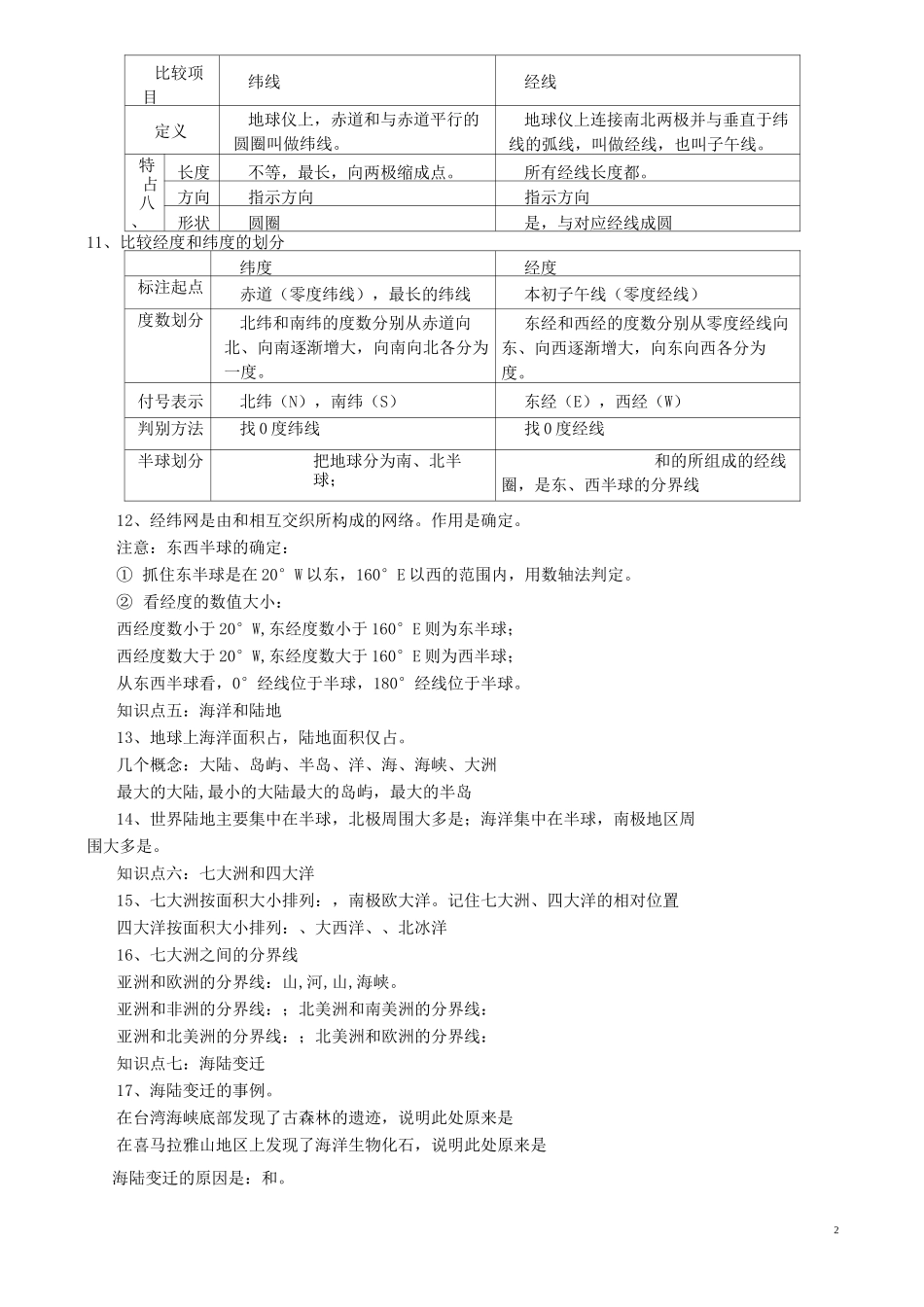 中考地理总复习资料(世界地理)_第2页