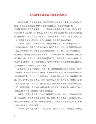 见习期考核鉴定表自我鉴定怎么写 