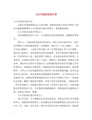 大公司面试自我介绍 